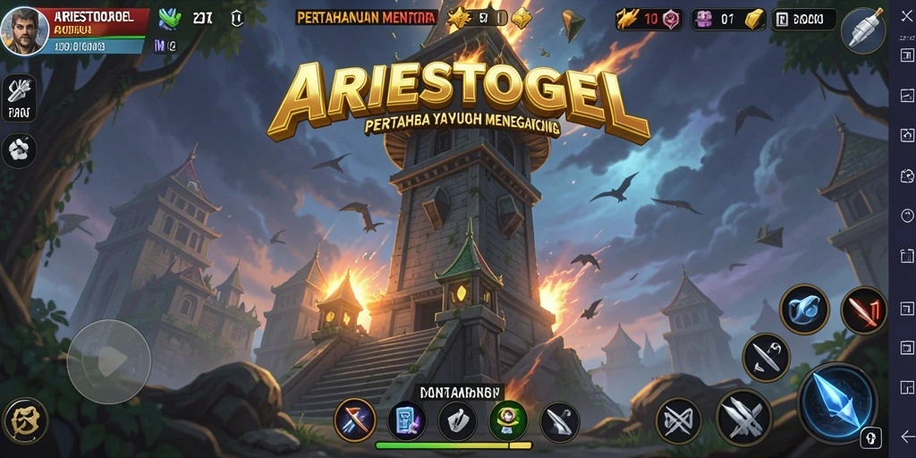 Tampilan gameplay ARIESTOGEL yang dinamis dan seru dalam Tower Defense.