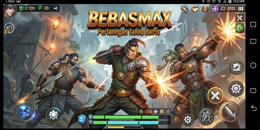 Screenshot BEBASMAX menampilkan duel pertarungan yang intens.