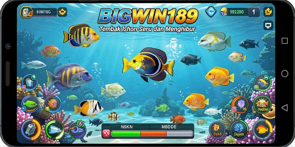 Tampilan gameplay <strong>BIGWIN189</strong> yang menarik dengan ikan berwarna-warni.