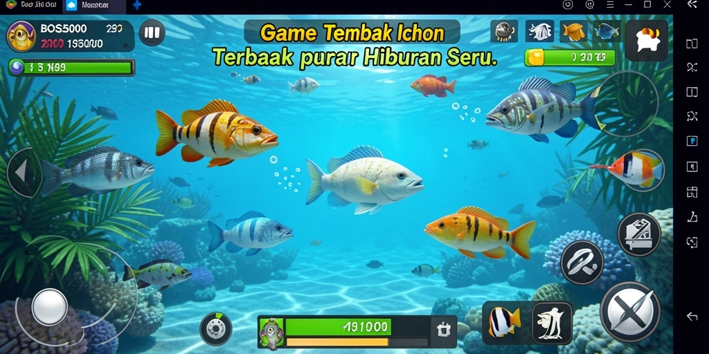 Screenshot gameplay menampilkan momen menembak ikan yang seru.