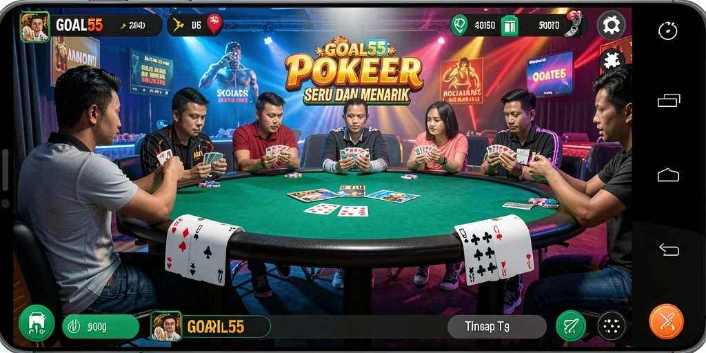Tampilan gameplay poker yang seru di GOAL55.