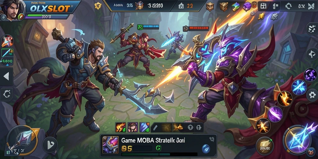 Tampilan gameplay seru OLXSLOT dengan aksi MOBA yang mendebarkan.