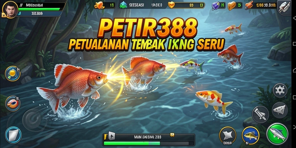 Screenshot gameplay PETIR388 yang menunjukkan aksi menembak ikan.