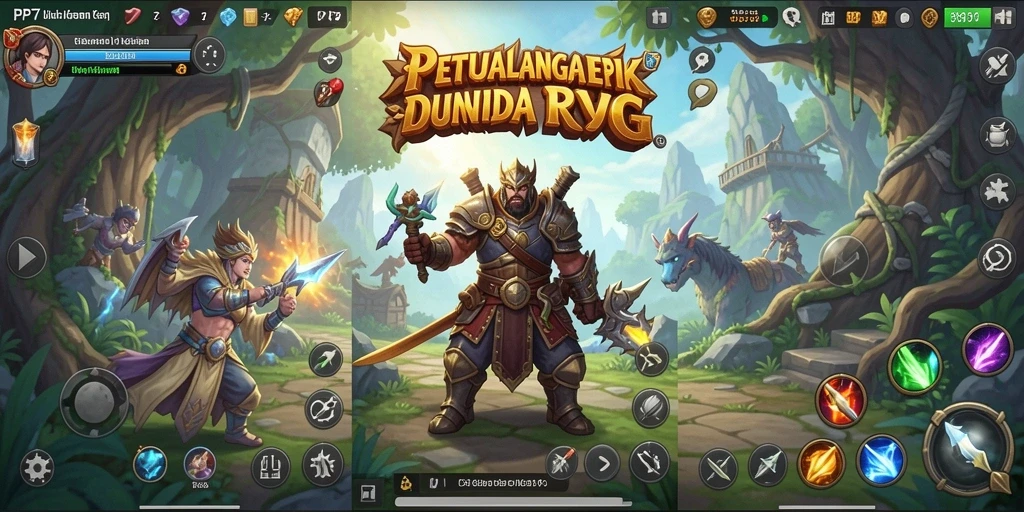 Tampilan gameplay mendebarkan saat melawan monster di dunia RPG.