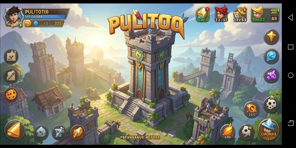 Tangkapan layar gameplay PULITOTO yang menampilkan pertahanan menara yang strategis.